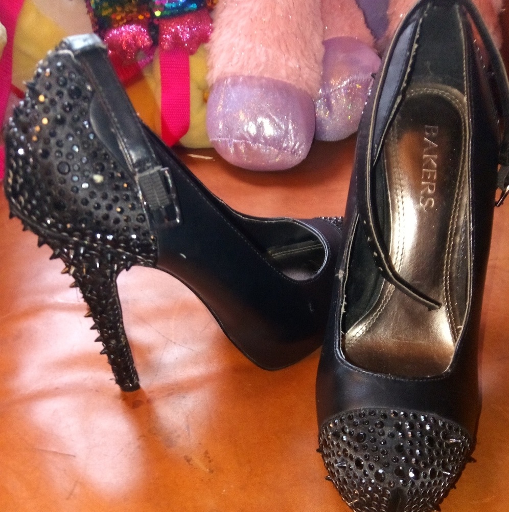 Black spiked heels